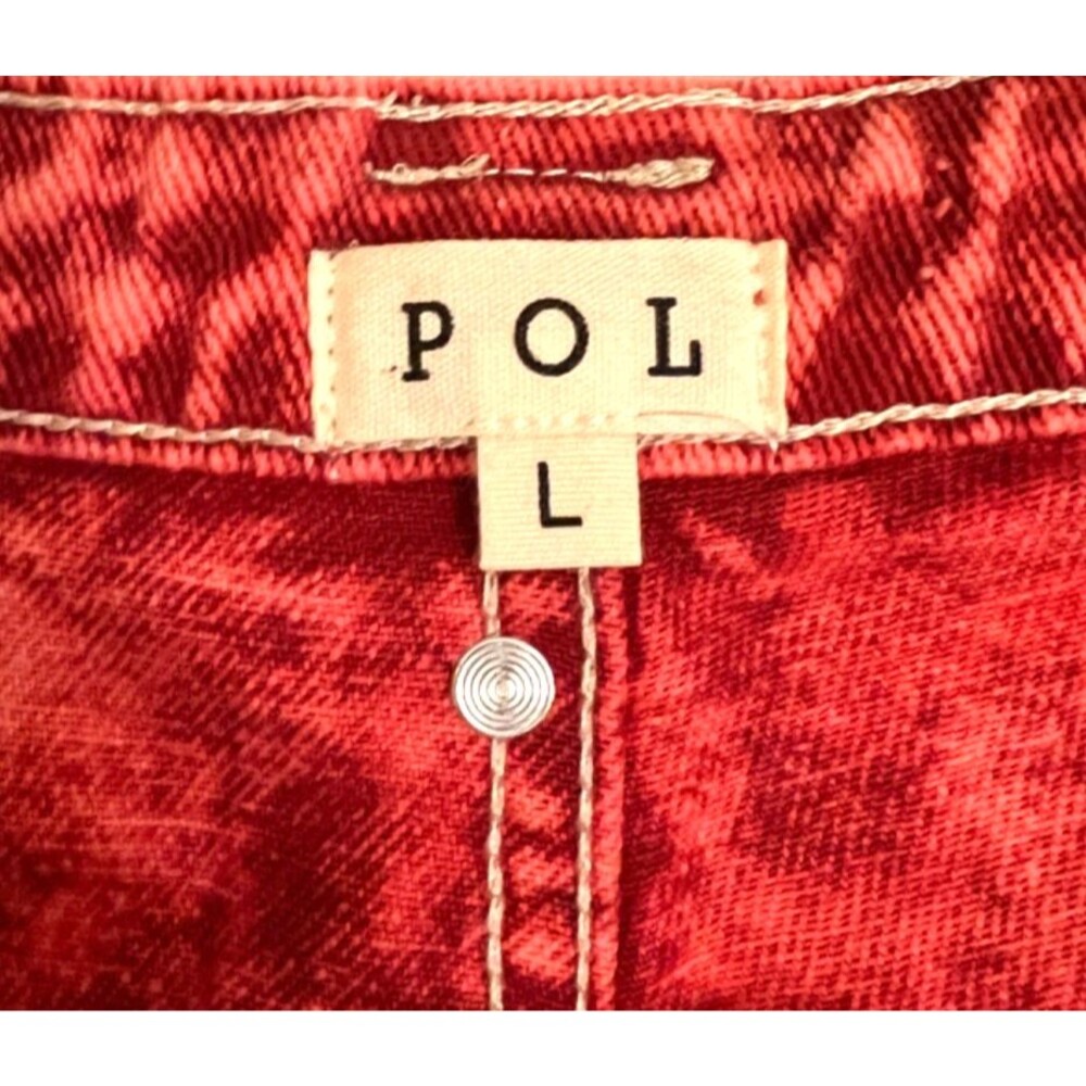 Anthropologie POL Red Pink Mineral Wash Baggy Cargo Pants Jeans Grunge Y2K Large - Picture 6 of 8